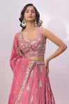 Samyukta Singhania Pink Tissue Embroidery, Sequins, Zari Sweetheart Neck Lehenga Set at Aza Fashions Samyukta Singhania_Pink Tissue Embroidery, Sequins, Zari Sweetheart Neck Lehenga Set _at_Aza_Fashions