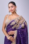 Buy_Azeera_Purple Organza Embroidery, Zari Saree With Unstitched Blouse Piece _Online_at_Aza_Fashions