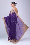 Shop_Azeera_Purple Organza Embroidery, Zari Saree With Unstitched Blouse Piece _at_Aza_Fashions