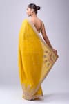 Shop_Azeera_Yellow Organza Embroidery, Sequins, Mustard Saree With Unstitched Blouse Piece _at_Aza_Fashions