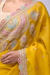 Buy_Azeera_Yellow Organza Embroidery, Sequins, Mustard Saree With Unstitched Blouse Piece 