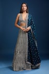 Buy Samyukta Singhania Blue Georgette Embroidery, Sequins, Stones, Beads V-neck Lehenga Set at Aza Fashions Buy_Samyukta Singhania_Blue Georgette Embroidery, Sequins, Stones, Beads V-neck Lehenga Set _at_Aza_Fashions