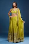 Shop_Samyukta Singhania_Yellow Silk Sequins, Zari V-neck Embroidered Lehenga Set _Online_at_Aza_Fashions