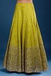 Samyukta Singhania_Yellow Silk Sequins, Zari V-neck Embroidered Lehenga Set _at_Aza_Fashions
