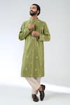 Shop_Aariyana Couture_Green Embroidery Geometric Kurta Set 