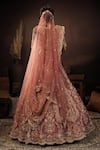 Shop_House of ayra_Pink Silk, Net Embroidery, Zari, Beads, Amythesyt Resham Bridal Lehenga Set _at_Aza_Fashions