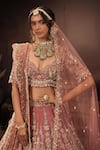 Buy_House of ayra_Pink Silk, Net Embroidery, Zari, Beads, Amythesyt Resham Bridal Lehenga Set _Online_at_Aza_Fashions