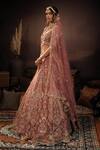 Shop_House of ayra_Pink Silk, Net Embroidery, Zari, Beads, Amythesyt Resham Bridal Lehenga Set _Online_at_Aza_Fashions