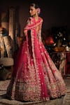 Shop_House of ayra_Pink Silk Embroidery, Beads, Zari, Sequins Pankh Floral Bridal Lehenga Set _at_Aza_Fashions