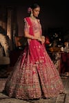 Buy_House of ayra_Pink Silk Embroidery, Beads, Zari, Sequins Pankh Floral Bridal Lehenga Set _Online_at_Aza_Fashions