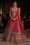 Buy_House of ayra_Pink Silk Embroidery, Beads, Zari, Sequins Pankh Floral Bridal Lehenga Set _at_Aza_Fashions