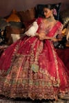 Shop_House of ayra_Pink Silk Embroidery, Beads, Zari, Sequins Pankh Floral Bridal Lehenga Set _Online_at_Aza_Fashions