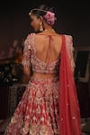 Shop_House of ayra_Red Silk Embroidery, Zari Sweetheart Neck Mystique Bridal Lehenga Set _at_Aza_Fashions