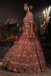 House of ayra_Red Silk Embroidery, Zari Sweetheart Neck Mystique Bridal Lehenga Set _Online_at_Aza_Fashions