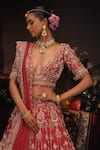 Buy_House of ayra_Red Silk Embroidery, Zari Sweetheart Neck Mystique Bridal Lehenga Set _Online_at_Aza_Fashions