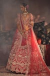 Buy_House of ayra_Red Silk Embroidery, Zari Sweetheart Neck Mystique Bridal Lehenga Set _at_Aza_Fashions