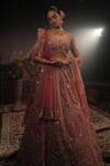 Shop_House of ayra_Pink Silk Embroidery, Sequins, Tassels, Zari Sweetheart Rose Bridal Lehenga Set _Online_at_Aza_Fashions