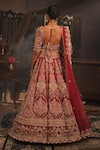 Shop_House of ayra_Maroon Silk, Net Embroidery, Beads, Sequins, Zari, Saanj Bridal Lehenga Set _at_Aza_Fashions