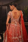 Shop_House of ayra_Orange Silk Embroidery, Beads, Sequins, Gulmohar Embellished Raw Lehenga Set _at_Aza_Fashions