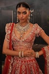 House of ayra_Orange Silk Embroidery, Beads, Sequins, Gulmohar Embellished Raw Lehenga Set _Online_at_Aza_Fashions