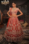 House of ayra_Orange Silk Embroidery, Beads, Sequins, Gulmohar Embellished Raw Lehenga Set _at_Aza_Fashions