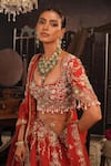 House of ayra_Red Silk Embroidery, Metallic Thread, Tassels, Noor Zardosi Bridal Lehenga Set _Online_at_Aza_Fashions