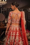 Shop_House of ayra_Red Silk Embroidery, Metallic Thread, Tassels, Noor Zardosi Bridal Lehenga Set _Online_at_Aza_Fashions