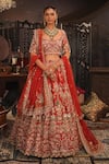 Buy_House of ayra_Red Silk Embroidery, Metallic Thread, Tassels, Noor Zardosi Bridal Lehenga Set _at_Aza_Fashions
