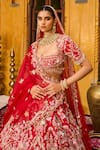 Buy_House of ayra_Red Silk, Net Embroidery, Zari, Scarlet Zardozi And Resham Bridal Lehenga Set _Online_at_Aza_Fashions