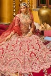 Buy_House of ayra_Red Silk, Net Embroidery, Sequins, Zari Sandstone Embellished Bridal Lehenga Set _at_Aza_Fashions
