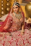 House of ayra_Red Silk, Net Embroidery, Sequins, Zari Sandstone Embellished Bridal Lehenga Set _Online_at_Aza_Fashions