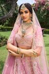 Buy_House of ayra_Pink Silk, Net Embroidery, Beads, Pearls, Orchid Embellished Bridal Lehenga Set _Online_at_Aza_Fashions