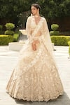 Buy_House of ayra_Gold Net Embroidery, Sequins, Stones, Metallic Thread, Pearl Bridal Lehenga Set _at_Aza_Fashions