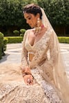 Shop House of ayra Gold Net Embroidery, Sequins, Stones, Metallic Thread, Pearl Bridal Lehenga Set Online at Aza Fashions Shop_House of ayra_Gold Net Embroidery, Sequins, Stones, Metallic Thread, Pearl Bridal Lehenga Set _Online_at_Aza_Fashions