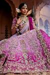 Shop_House of ayra_Purple Silk, Net Embroidery, Sequins, Bubblegum Ombre Zardozi And Lehenga Set _Online_at_Aza_Fashions