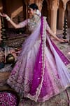 Buy_House of ayra_Purple Silk, Net Embroidery, Sequins, Bubblegum Ombre Zardozi And Lehenga Set 