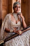 Shop_House of ayra_Off White Silk, Net Zari, Embroidery, Solara Zardozi Bridal Lehenga Set _Online_at_Aza_Fashions