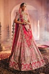 Buy_House of ayra_Pink Silk Embroidery, Zari, Sequins V-neck Misty Rose Bridal Lehenga Set _at_Aza_Fashions
