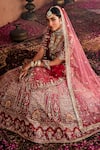House of ayra_Pink Silk Embroidery, Zari, Sequins V-neck Misty Rose Bridal Lehenga Set _Online_at_Aza_Fashions