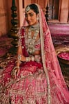 Buy_House of ayra_Pink Silk Embroidery, Zari, Sequins V-neck Misty Rose Bridal Lehenga Set _Online_at_Aza_Fashions