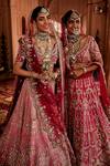 Shop_House of ayra_Pink Silk Embroidery, Zari, Sequins V-neck Misty Rose Bridal Lehenga Set _Online_at_Aza_Fashions