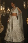 Buy_House of ayra_White Sequins, Stones, Cut Work, Embroidery, Beads Lunel Geometric Lehenga Set _at_Aza_Fashions