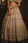 Shop_House of ayra_Beige Sequins, Embroidery Champel Geometric And Floral Motif Lehenga & Blouse Set _Online_at_Aza_Fashions