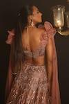 Shop_House of ayra_Pink Embroidery, Sequins, Beads V-neck Lustre Geometric Lehenga With Blouse _at_Aza_Fashions