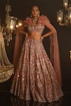 Buy_House of ayra_Pink Embroidery, Sequins, Beads V-neck Lustre Geometric Lehenga With Blouse _at_Aza_Fashions