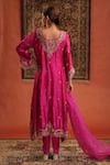 Farha Syed_Magenta Silk, Organza Embroidery, Sequins, Tassels, Beads, Kurta Dhoti Pant Set _Online_at_Aza_Fashions