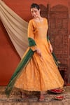 Shop Farha Syed Yellow Chanderi Silk, Tissue, Organza Embroidery, Metallic Anarkali Pant Set Online at Aza Fashions Shop_Farha Syed_Yellow Chanderi Silk, Tissue, Organza Embroidery, Metallic Anarkali Pant Set _Online_at_Aza_Fashions