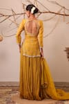 Shop_Farha Syed_Mustard Chanderi Silk, Tissue, Chanderi, Organza Zari, Kurta And Skirt Set _at_Aza_Fashions