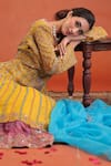 Buy_Farha Syed_Yellow Chanderi Silk, Tissue, Silk, Chanderi, Organza Anarkali And Skirt Set _Online_at_Aza_Fashions