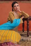 Shop_Farha Syed_Yellow Chanderi Silk, Tissue, Silk, Chanderi, Organza Anarkali And Skirt Set _Online_at_Aza_Fashions